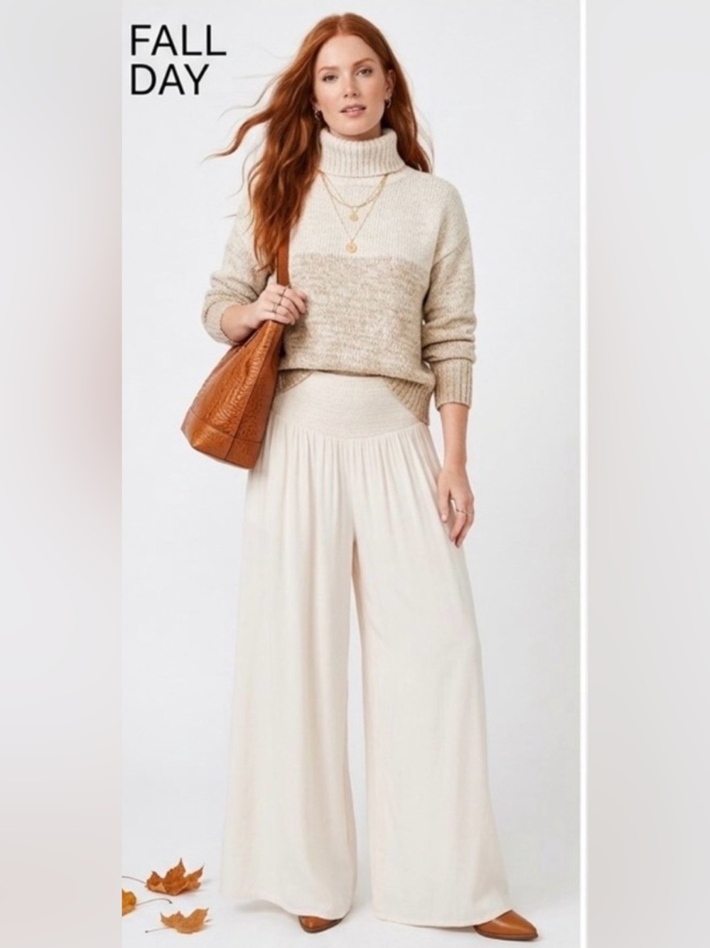 Traffic People Cream Tea Aurora Wide-Leg High-Waist Trousers
